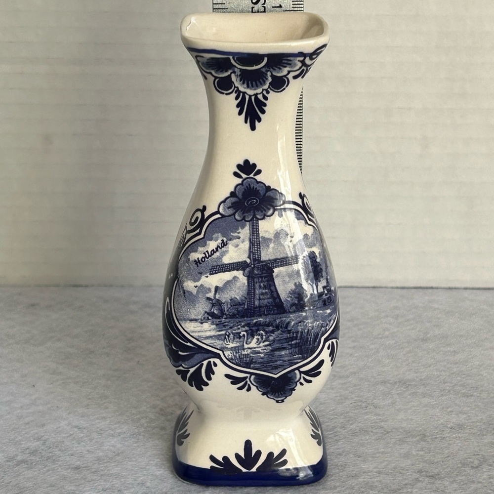 Vintage Delft Blue Hand Painted Vase